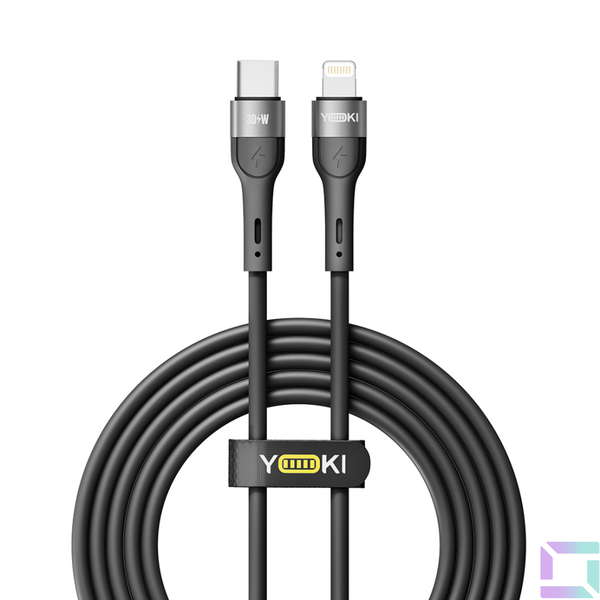 Кабель USB YOKI EXTRA YK-EX11 Type-C to Lightning 30W 2m Чорний 6907858579211 фото