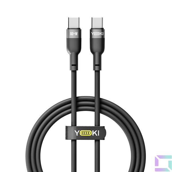 Кабель USB YOKI SILICONE YK-SI50 Type-C to Type-C 60W 1.2m Колір Чорний 6907858579860 фото