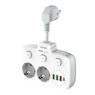 Сетевой Удлинитель LDNIO SE2435 3USB-A / 1USB-C / 2-Sockets QC/PD20W Белый 6933138692004 фото