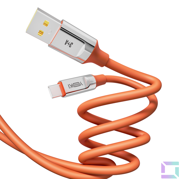 Кабель USB YOKI ULTRA YK-UL61 Type-C 3A 1.2m Колір Помаранчевий 6907858579877 фото