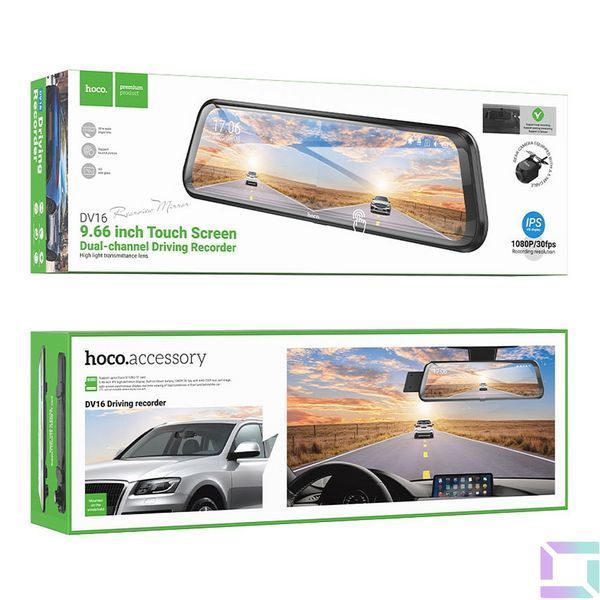 Відеореєстратор Hoco DV16 9.66-inch IPS+Камера Заднього Виду Чорний 6942007664219 фото