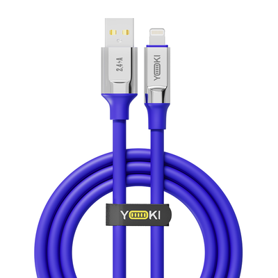 Кабель USB YOKI ULTRA YK-UL61 Lightning 2.4A 1.2m Колір Синiй 6907858579884 фото