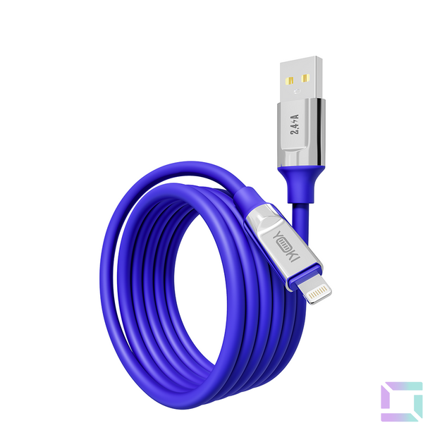 Кабель USB YOKI ULTRA YK-UL61 Lightning 2.4A 1.2m Колір Синiй 6907858579884 фото