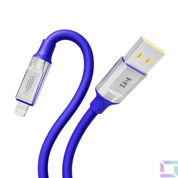 Кабель USB YOKI ULTRA YK-UL61 Lightning 2.4A 1.2m Колір Синiй 6907858579884 фото