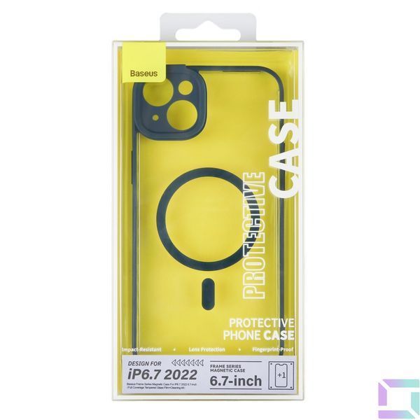 Чехол Baseus Frame Series Magnetic Case+Glass 0.22mm для iPhone 14 Plus ARJT030003 Blue 6932172616618 фото