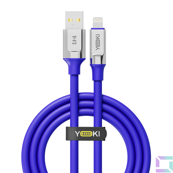 Кабель USB YOKI ULTRA YK-UL61 Lightning 2.4A 1.2m Колір Синiй 6907858579884 фото