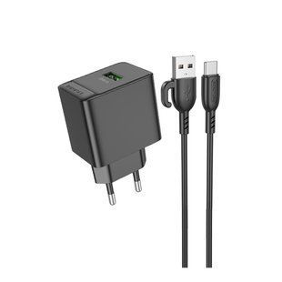 Мережевий Зарядний Пристрій Borofone BAS12A 1USB QC3.0 18W+USB to Type-C Білий 6941991104787 фото