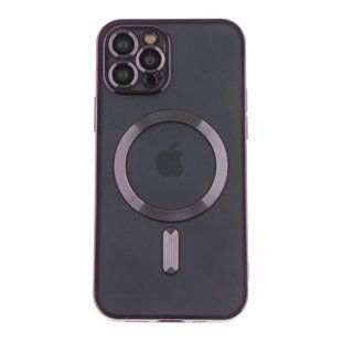 Чехол TPU Metallic Full Camera with Magsafe для iPhone 12 Pro Dark Purple 2020000342861 фото
