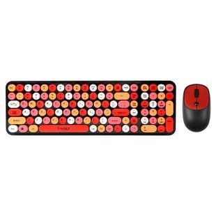 Беспроводная Клавиатура и Мышь TWolf TF350 Colorful Черный/Красный 2020000403180 фото