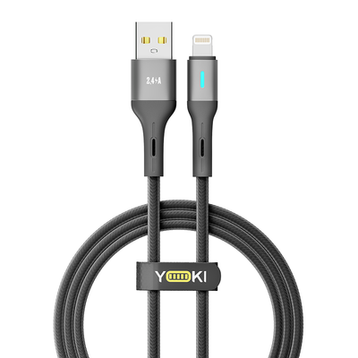 USB YOKI LED YK-LE17 Lightning 2.4A 1.2m Цвет Черный 6907858579433 фото