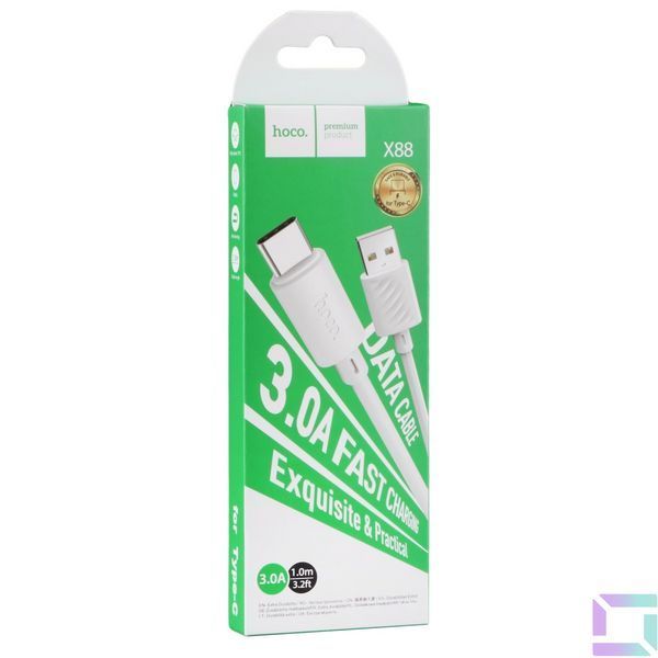 Кабель USB Hoco X88 Gratified Type C 3A Білий 6931474783356 фото