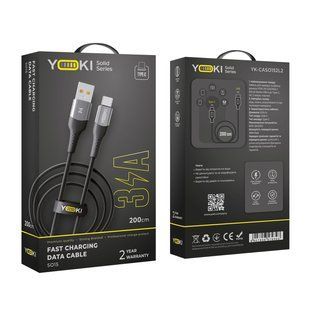 Кабель USB YOKI SOLID YK-SO15 Type-C 3A 2m Чорний 6907858579303 фото