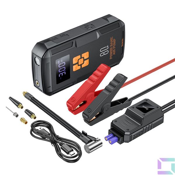 Універсальна Мобільна Батарея Hoco QS2 Air Pump/Jump Starter/Power Bank(8000mAh) Колір Чорний 6942007611442 фото