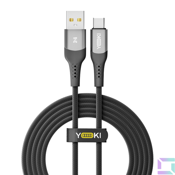 Кабель USB YOKI SOLID YK-SO15 Type-C 3A 2m Колір Чорний 6907858579303 фото