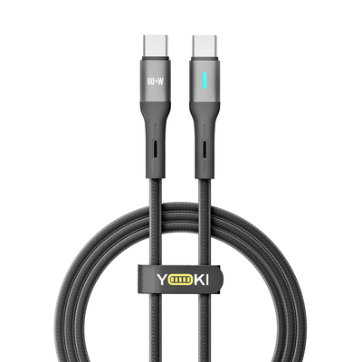 Кабель USB YOKI LED YK-LE17 Type-C to Type-C 60W 1.2m Колір Чорний 6907858579440 фото