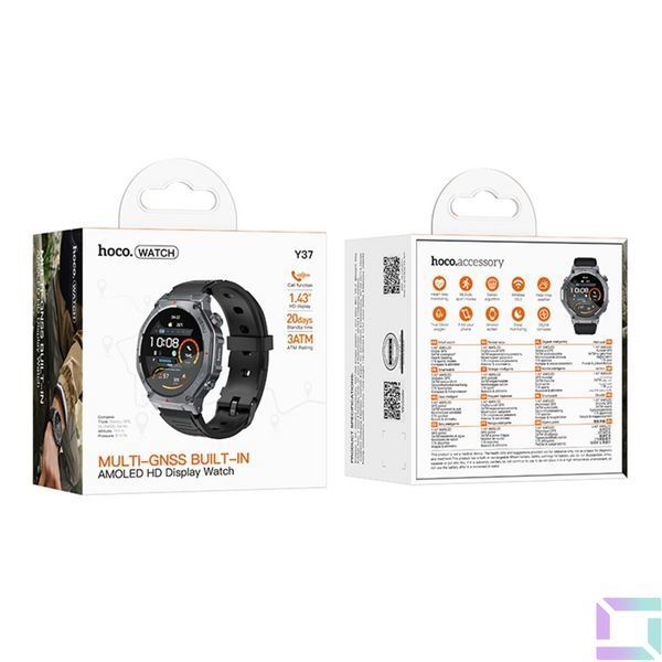 Смарт Часы Hoco Y37 GPS + 3 Аtm Черный 6942007666046 фото