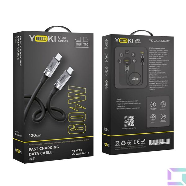 USB YOKI ULTRA YK-UL61 Type-C to Type-C 60W 1.2m Цвет Черный 6907858579907 фото