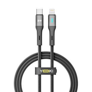 Кабель USB YOKI LED YK-LE17 Type-C to Lightning 30W 1.2m Колір Чорний 6907858579457 фото