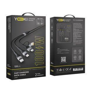Кабель USB YOKI UNIVERSE YK-UN91 USB-A/Type-C to Type-C/Lightning 100W 1.2m Чорний 6907858579945 фото
