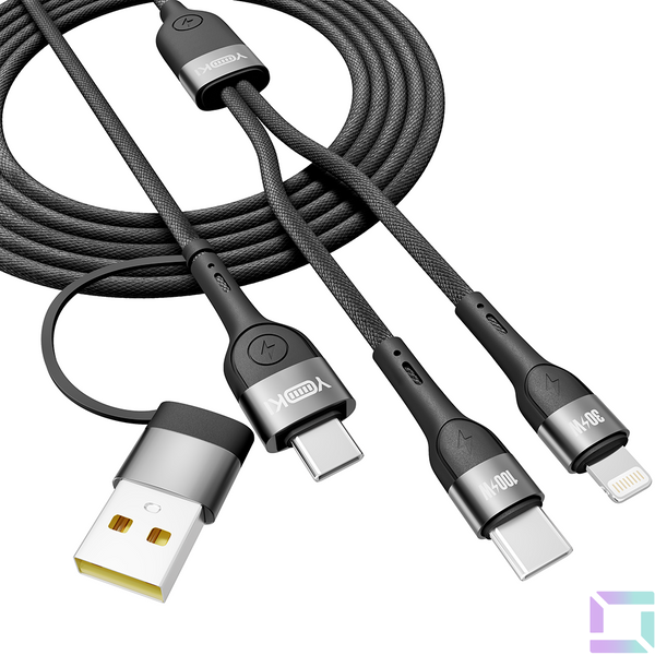 USB YOKI UNIVERSE YK-UN91 USB-A/Type-C to Type-C/Lightning 100W 1.2m Цвет Черный 6907858579945 фото