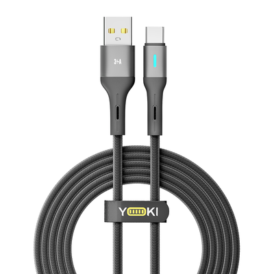 USB YOKI LED YK-LE17 Type-C 3A 2m Цвет Черный 6907858579464 фото