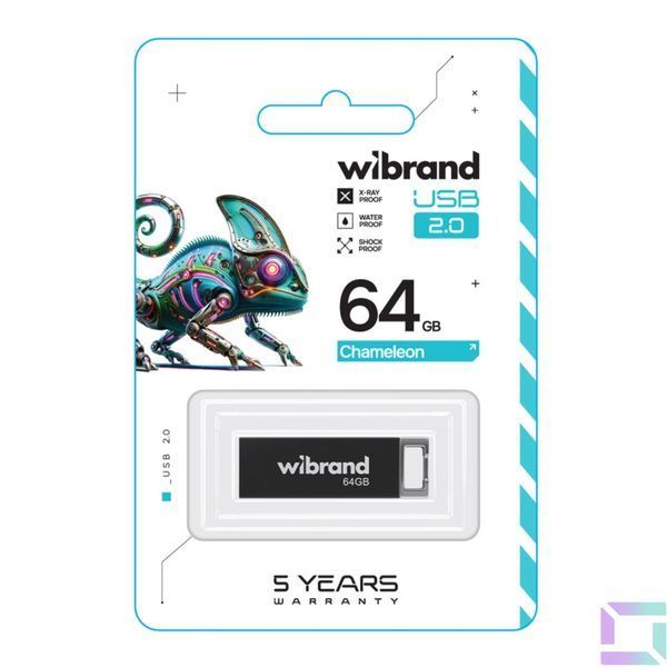 USB флеш-накопичувач Wibrand 64gb Chameleon Чорний 4820124250633 фото
