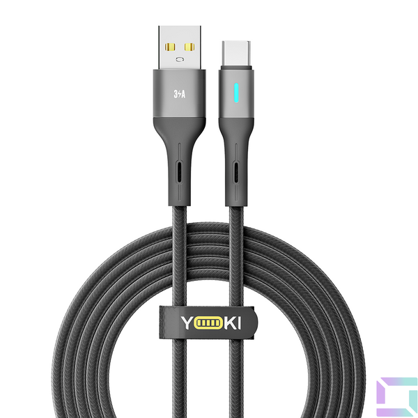 USB YOKI LED YK-LE17 Type-C 3A 2m Цвет Черный 6907858579464 фото