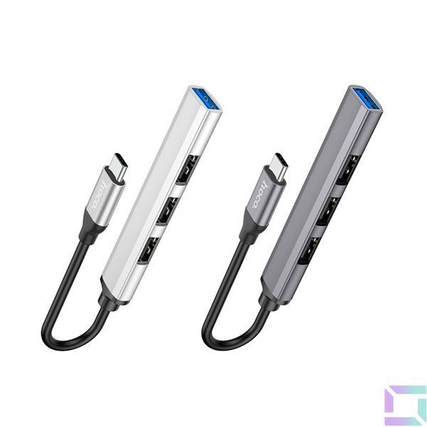 USB Hub Hoco HB26 4 in 1 adapter(Type-C to USB3.0+USB2.0*3) Серебряный 6931474765475 фото