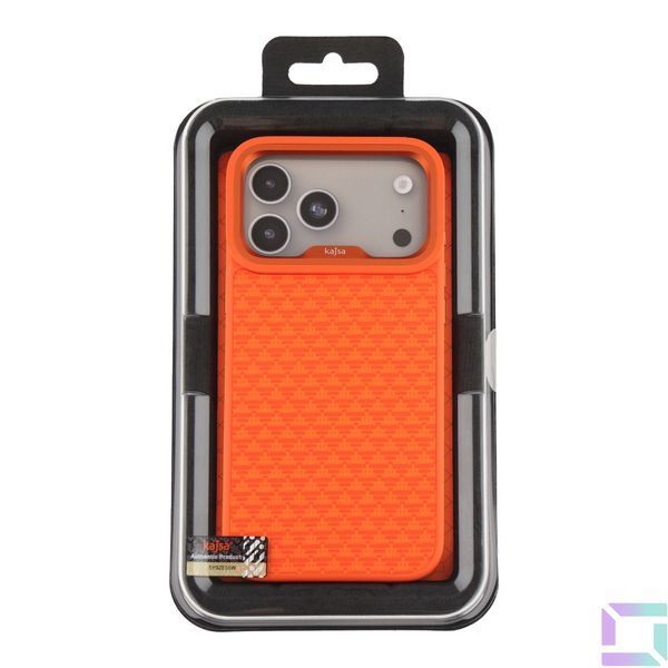Чохол Kajsa Glamorous Collection Pyramid Pattern with MagSafe для iPhone 17 Pro Orange Plus O-Ring 4894505266391 фото
