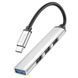 USB Hub Hoco HB26 4 in 1 adapter(Type-C to USB3.0+USB2.0*3) Серебряный 6931474765475 фото 1