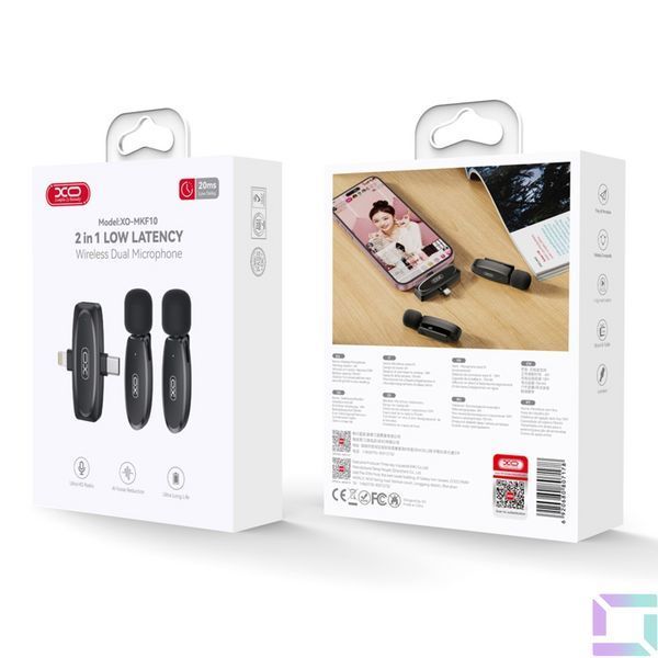 Микрофон Петличный Беспроводной XO MKF010 Twin Type-C+IP Черный 6920680807178 фото