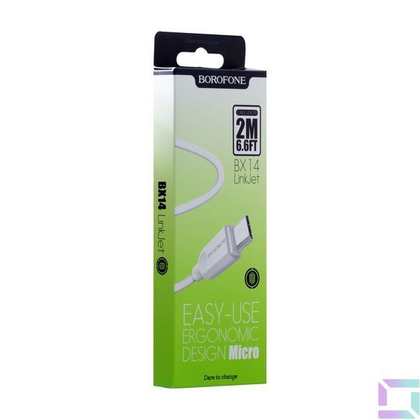 Кабель USB Borofone BX14 Micro 2m Білий 6957531090014 фото