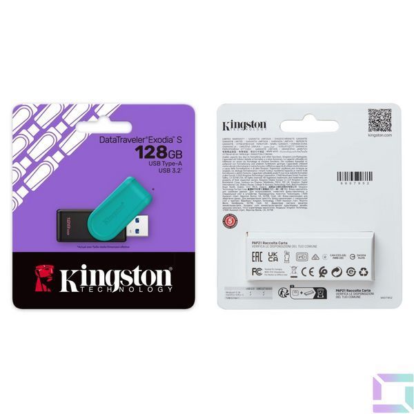 USB Flash Drive 3.2 Kingston DT Exodia S 128GB Черный/Бирюзовый 740617348699 фото