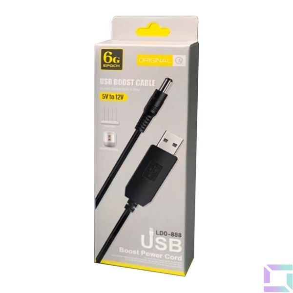 Кабель USB to DC для роутера LDO-888 з 5v на 12v 1A 5.5х2.1 mm Колір Чорний 8612233355561 фото