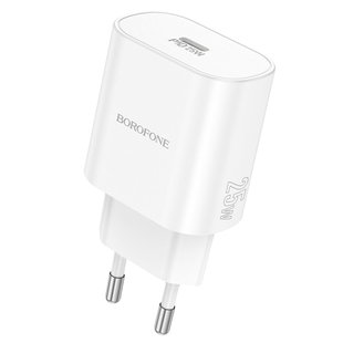 Мережевий Зарядний Пристрій Borofone BA82A 1USB-C PD/QC 25W Колір Бiлий 6941991112256 фото