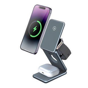 Беспроводное Зарядное Устройство 3in1 Magnetic Wireless 15W Черный 2020000439967 фото