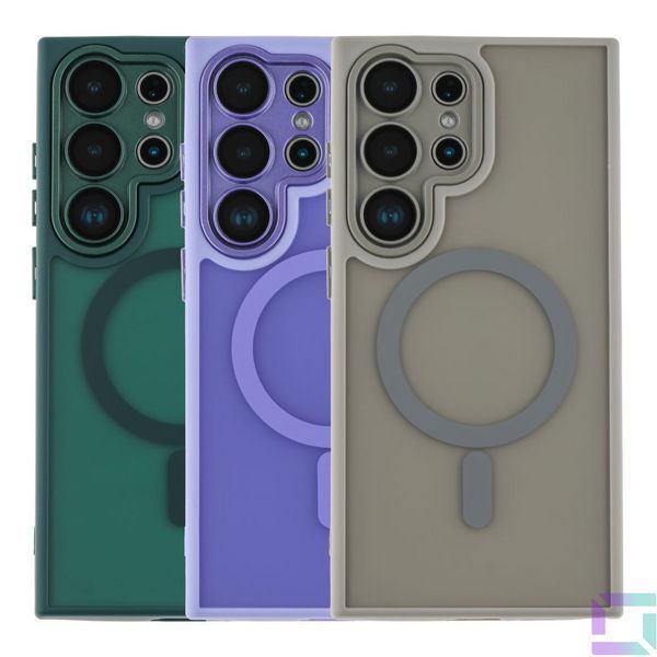 Чехол TPU+PC Magnetic Matte Camera Lens with Magsafe для Samsung Galaxy S23 Ultra 5G (S918) Dark Purple 2020000437420 фото