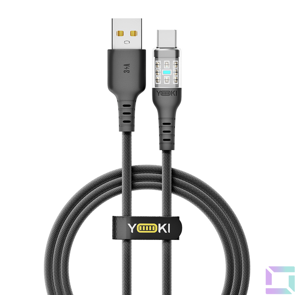 Кабель USB YOKI CYBER YK-CY23 Type-C 3A 1.2m Колір Чорний 6907858579501 фото