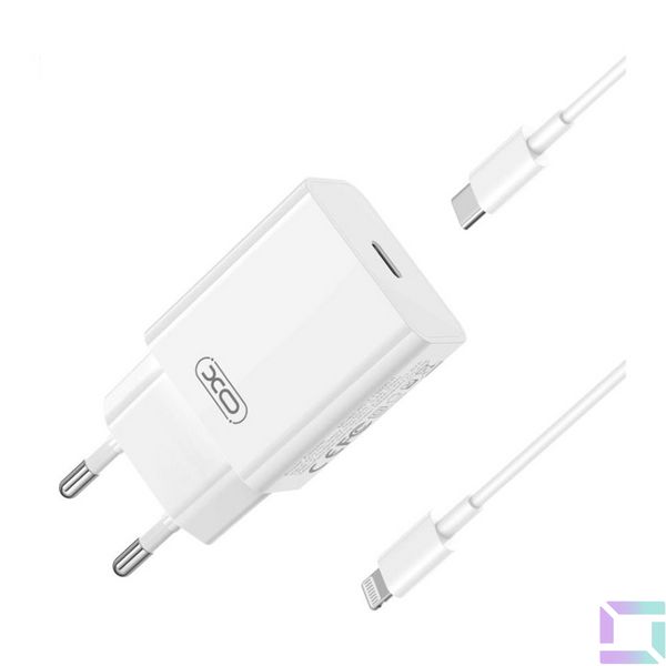 Мережевий Зарядний Пристрій XO L126 1USB-C PD/QC 20W+Type-C to Lightning Колір Білий 6920680846900 фото