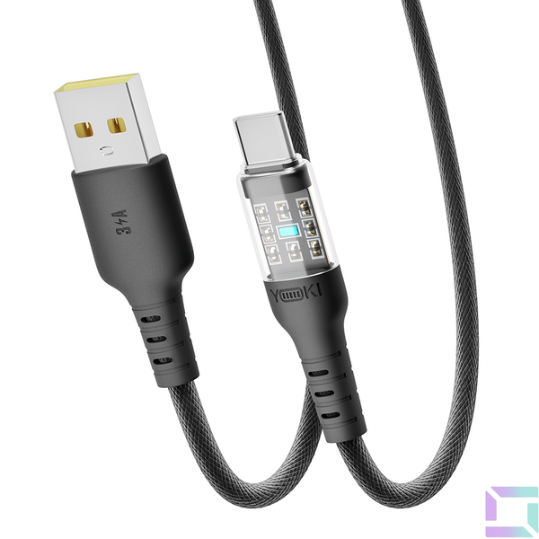 Кабель USB YOKI CYBER YK-CY23 Type-C 3A 1.2m Колір Чорний 6907858579501 фото