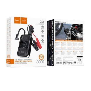 Автомобільний Пусковий Пристрій Hoco QS6/Компресор/Power Bank(8000mAh) Чорний 6942007673013 фото