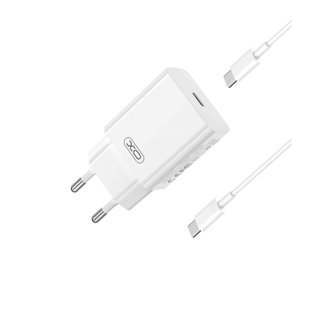 Сетевое Зарядное Устройство XO L126 1USB-C PD/QC 20W+Type-C to Type-C Цвет Белый 6920680846917 фото