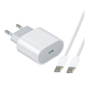 Мережевий Зарядний Пристрій For IP PD25W 16 Pro Max+Type-C to Type-C 1:1 Бiлий 2020000481638 фото
