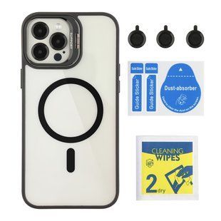 Чехол TPU+PC+Metal Stand Case with MagSafe and Camera Lenses для iPhone 12 Pro Max Black 2020000408178 фото