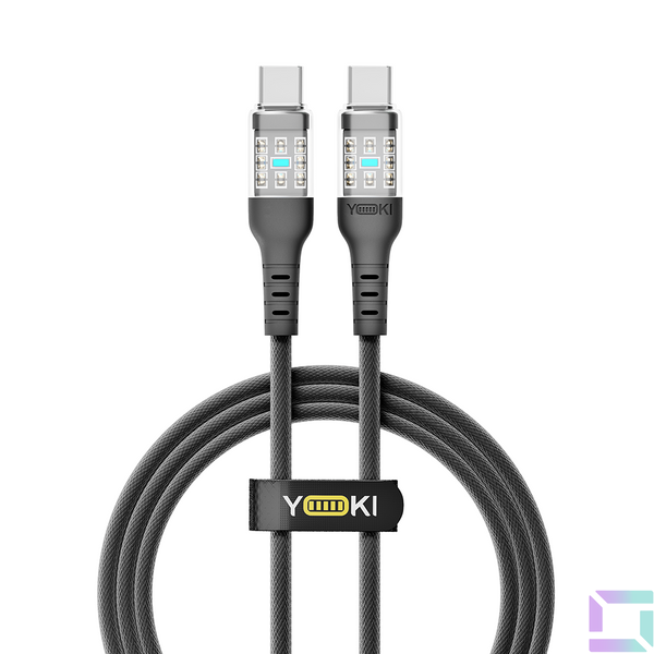 Кабель USB YOKI CYBER YK-CY23 Type-C to Type-C 60W 1.2m Колір Чорний 6907858579518 фото