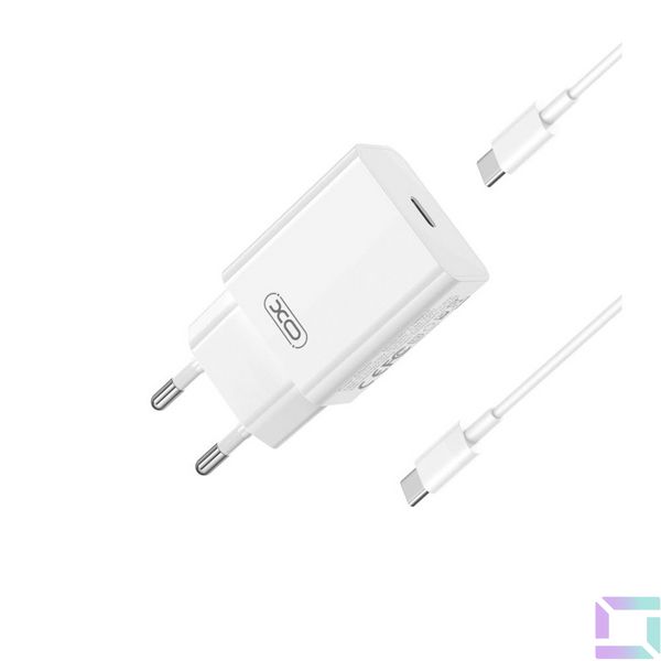 Сетевое Зарядное Устройство XO L126 1USB-C PD/QC 20W+Type-C to Type-C Цвет Белый 6920680846917 фото