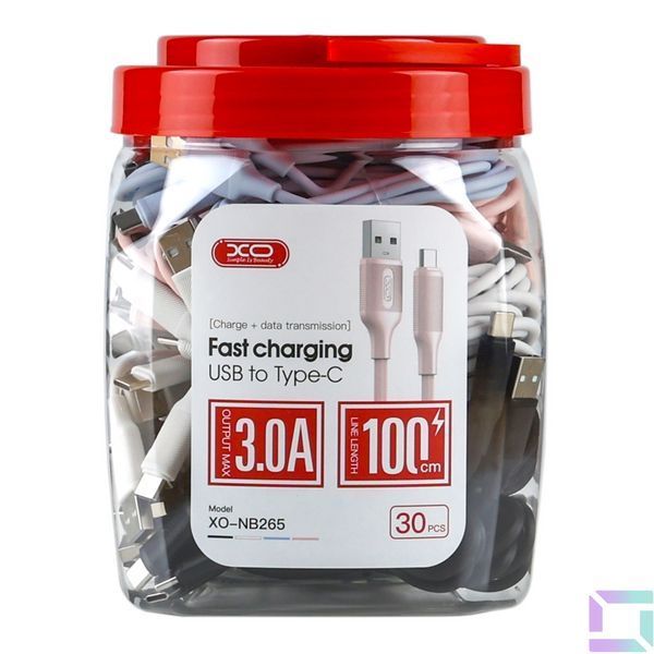 Кабель USB XO-NB265 Type-C 3A (30pcs/bottle) Чорний/Білий/Блакитний/Рожевий 6920680856800 фото