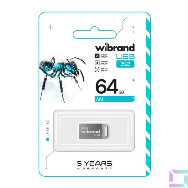 USB флеш-накопичувач 3.2 Wibrand 64gb Ant Gen1 Срібло 4820124251753 фото