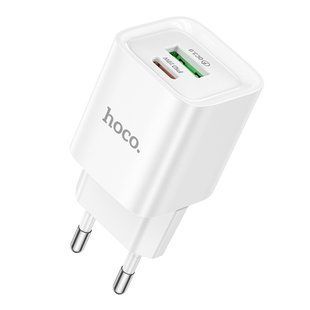 Сетевое Зарядное Устройство Hoco C147A 1USB-C/1USB PD/QC 20W Белый 6942007630276 фото