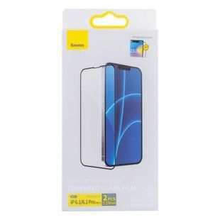 Захисне скло Baseus 0.23 mm для iPhone 13/13 Pro/14/16e (2 шт) SGQP020101 Чорний 6932172601089 фото